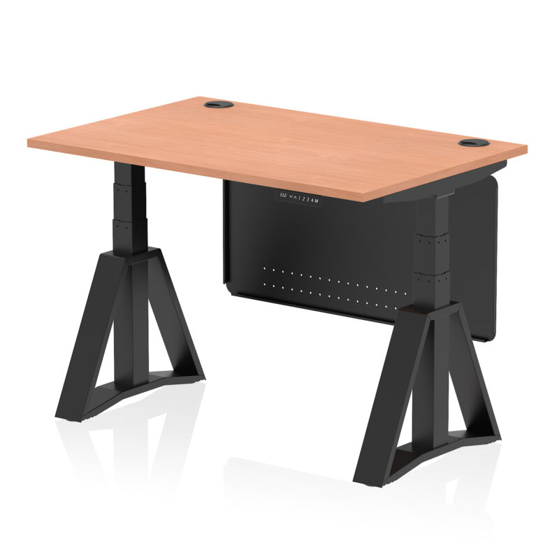 Air Height Adjustable Desk With Cable Ports With Steel Modesty Panel With Piste Foot - Image 49