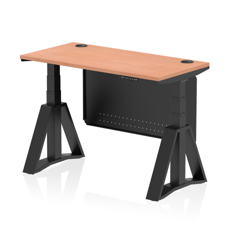 Air Height Adjustable Slimline Desk With Cable Ports With Steel Modesty Panel With Piste Foot - Image 49