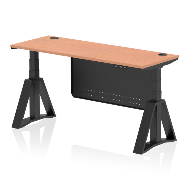 Air Height Adjustable Slimline Desk With Cable Ports With Steel Modesty Panel With Piste Foot - Image 51