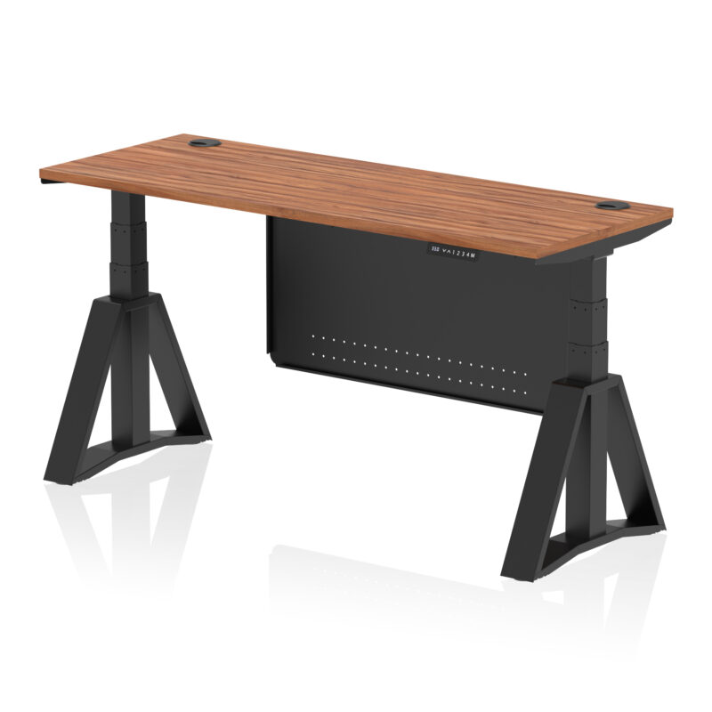 Air Height Adjustable Slimline Desk With Cable Ports With Steel Modesty Panel With Piste Foot - Image 55