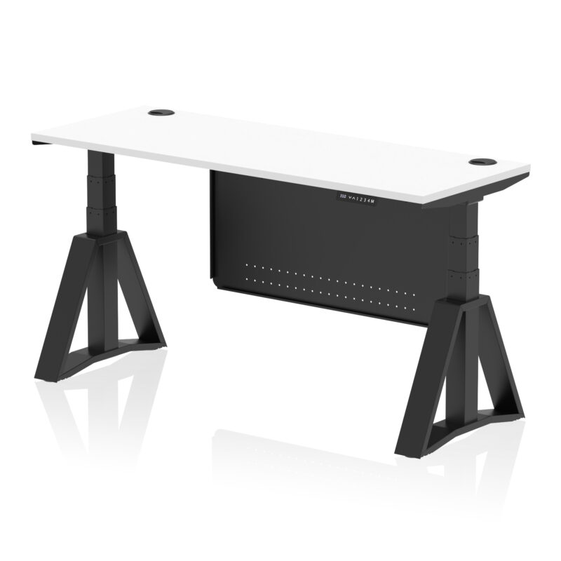 Air Height Adjustable Slimline Desk With Cable Ports With Steel Modesty Panel With Piste Foot - Image 59