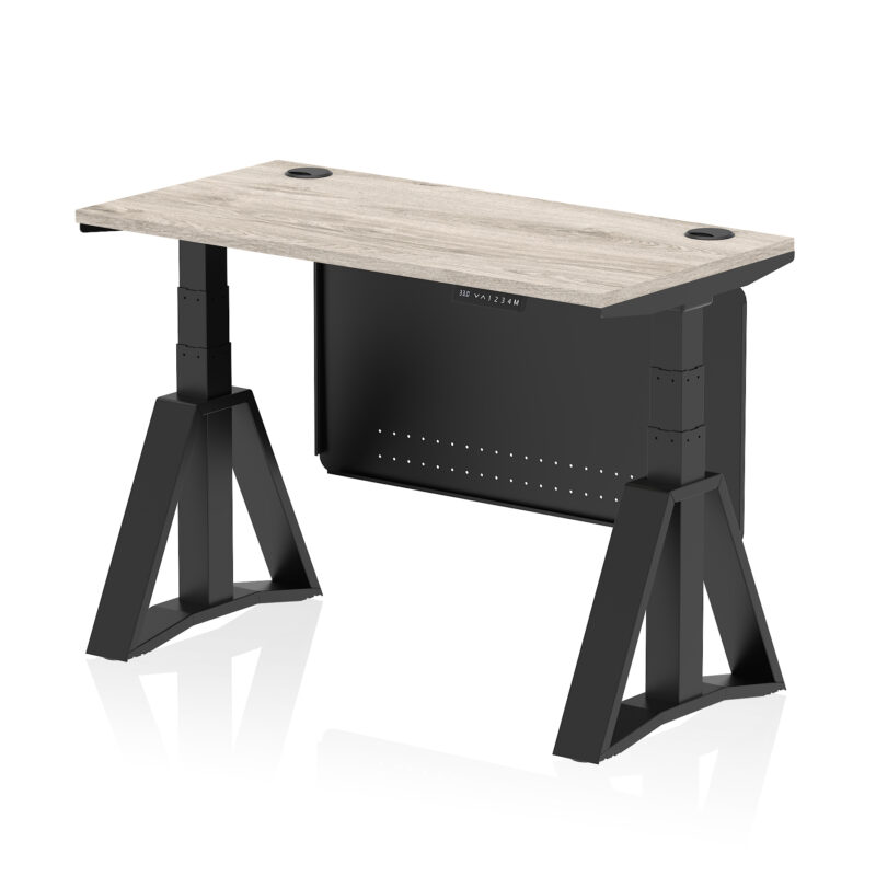 Air Height Adjustable Slimline Desk With Cable Ports With Steel Modesty Panel With Piste Foot - Image 69