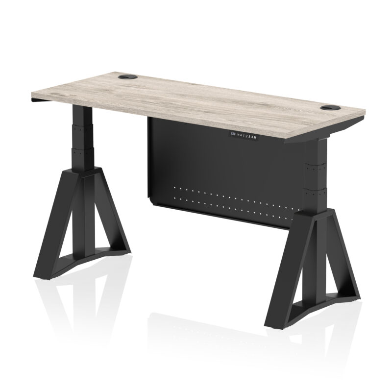 Air Height Adjustable Slimline Desk With Cable Ports With Steel Modesty Panel With Piste Foot - Image 70