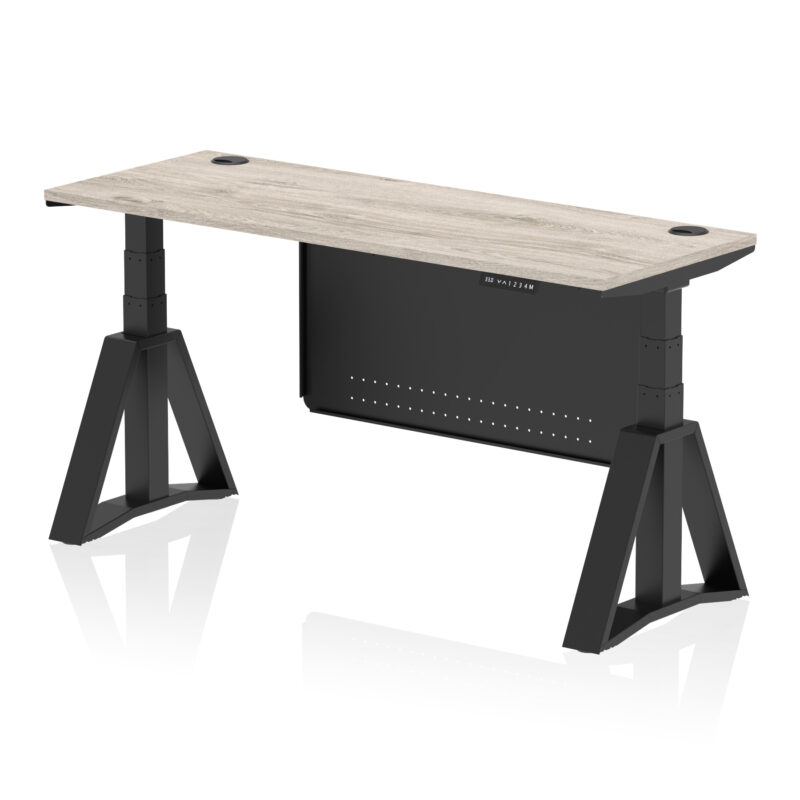 Air Height Adjustable Slimline Desk With Cable Ports With Steel Modesty Panel With Piste Foot - Image 71