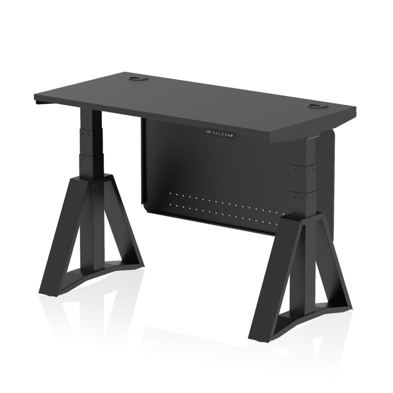 Air Height Adjustable Slimline Desk With Cable Ports With Steel Modesty Panel With Piste Foot - Image 73