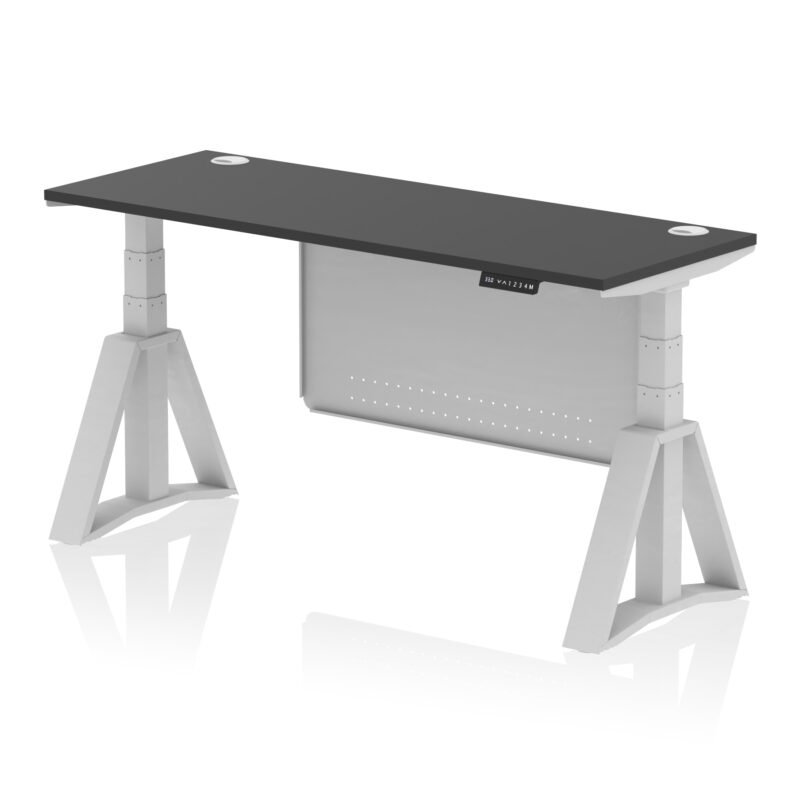 Air Height Adjustable Slimline Desk With Cable Ports With Steel Modesty Panel With Piste Foot - Image 80