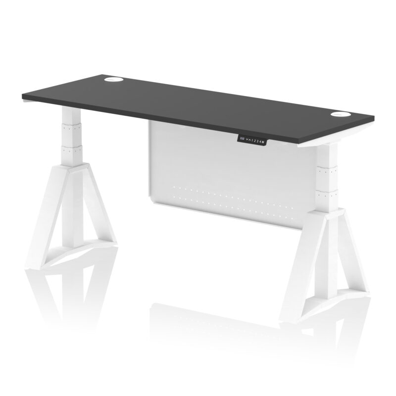 Air Height Adjustable Slimline Desk With Cable Ports With Steel Modesty Panel With Piste Foot - Image 81