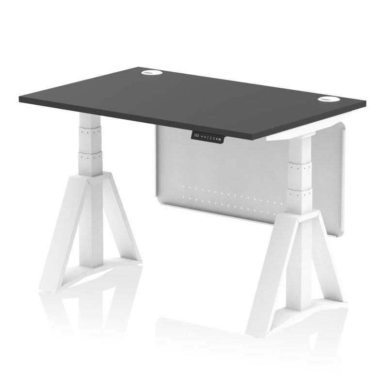 Air Height Adjustable Desk With Cable Ports With Steel Modesty Panel With Piste Foot - Image 75
