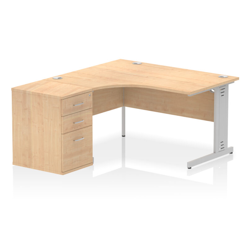 Impulse 1400mm Cable Managed Left Crescent Desk Workstation - Image 30
