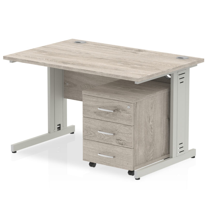 Impulse 1200mm Cable Managed Straight Desk With Mobile Pedestal - Image 6