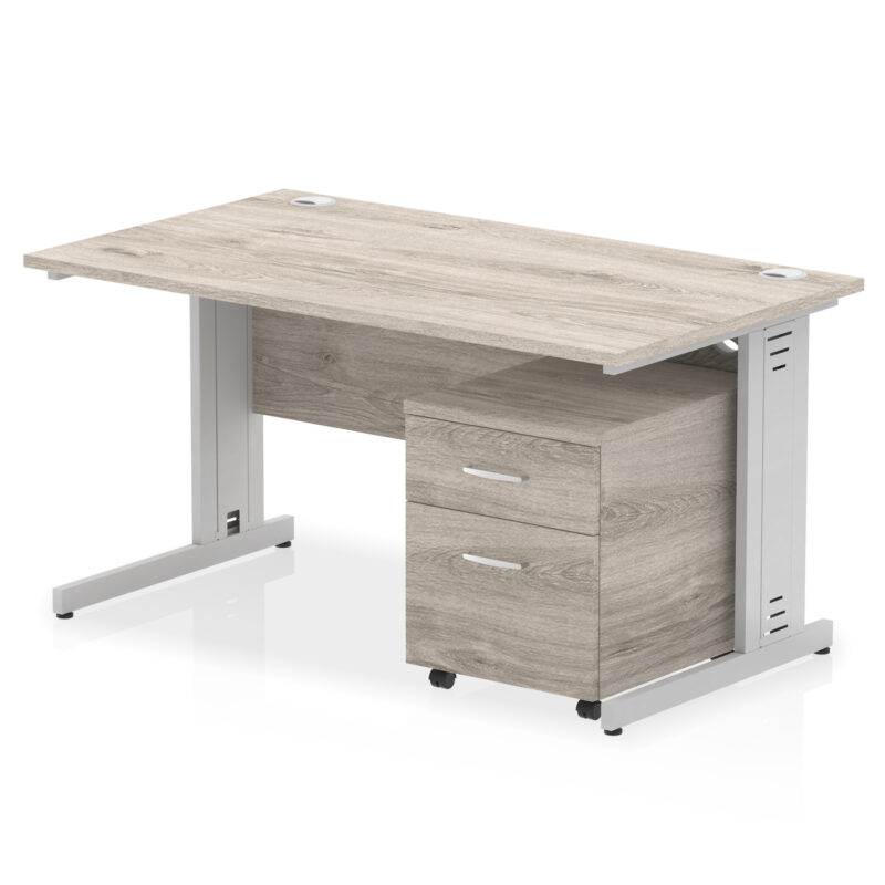 Impulse 1400mm Cable Managed Straight Desk With Mobile Pedestal - Image 5