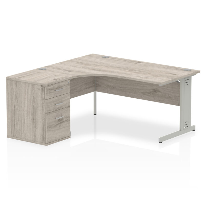 Impulse 1600mm Cable Managed Left Crescent Desk Workstation - Image 7