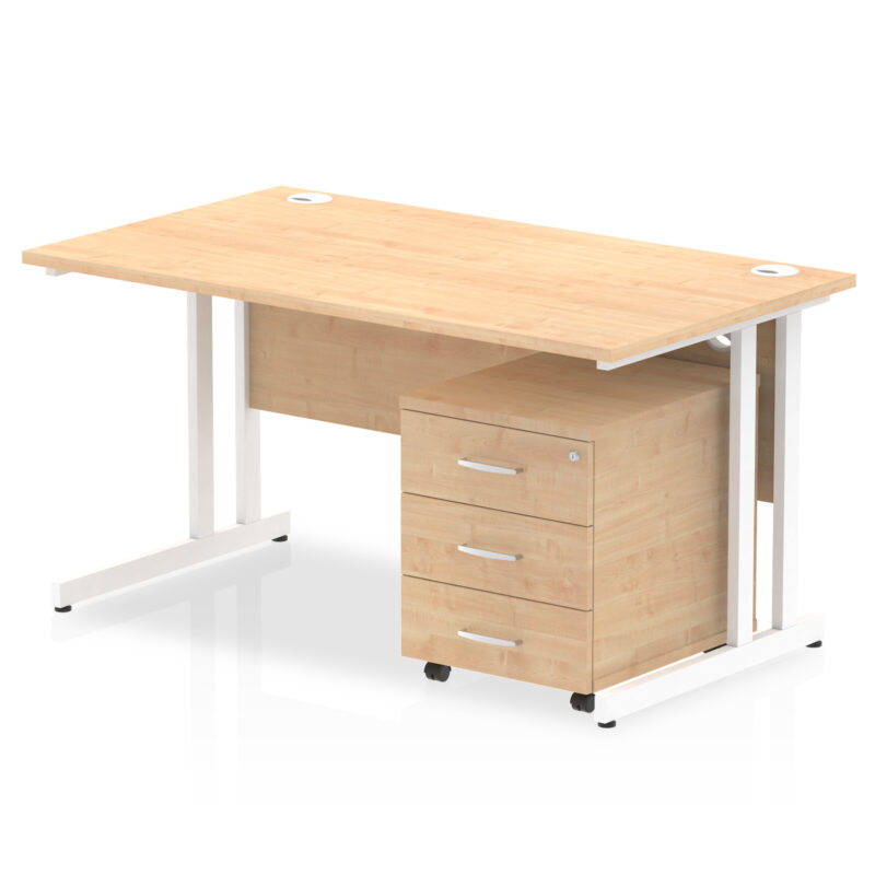 Impulse 1400mm Cantilever Straight Desk With Mobile Pedestal - Image 11