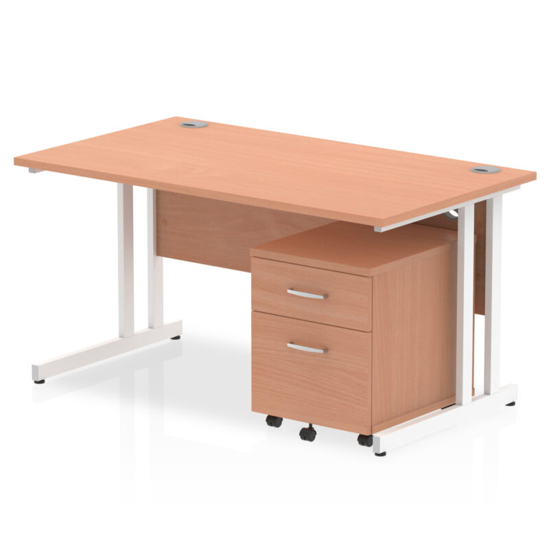 Impulse 1400mm Cantilever Straight Desk With Mobile Pedestal - Image 2