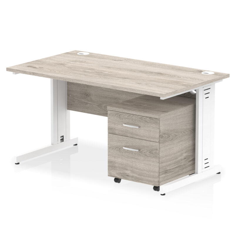 Impulse 1400mm Cable Managed Straight Desk With Mobile Pedestal - Image 7