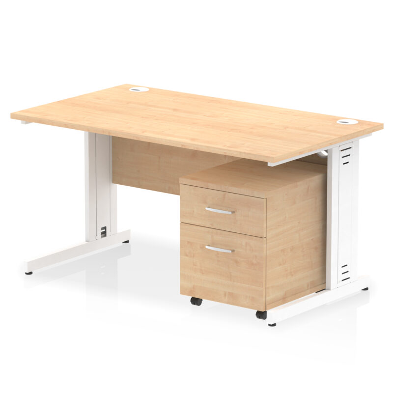 Impulse 1400mm Cable Managed Straight Desk With Mobile Pedestal - Image 11