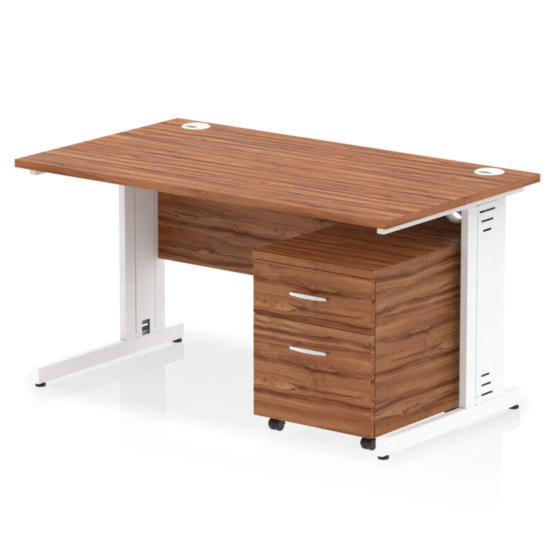 Impulse 1400mm Cable Managed Straight Desk With Mobile Pedestal - Image 19