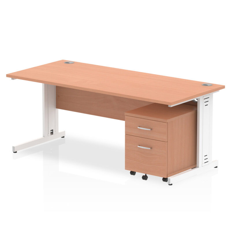 Impulse 1800mm Cable Managed Straight Desk With Mobile Pedestal - Image 3