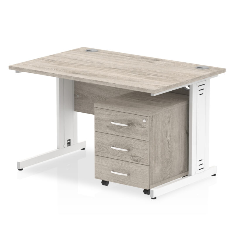 Impulse 1200mm Cable Managed Straight Desk With Mobile Pedestal - Image 8