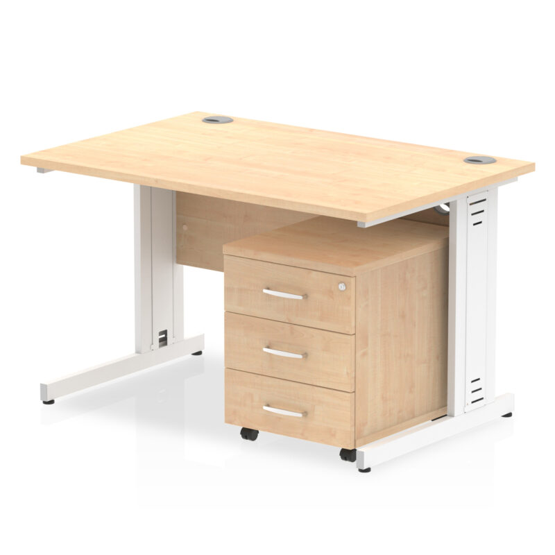 Impulse 1200mm Cable Managed Straight Desk With Mobile Pedestal - Image 12