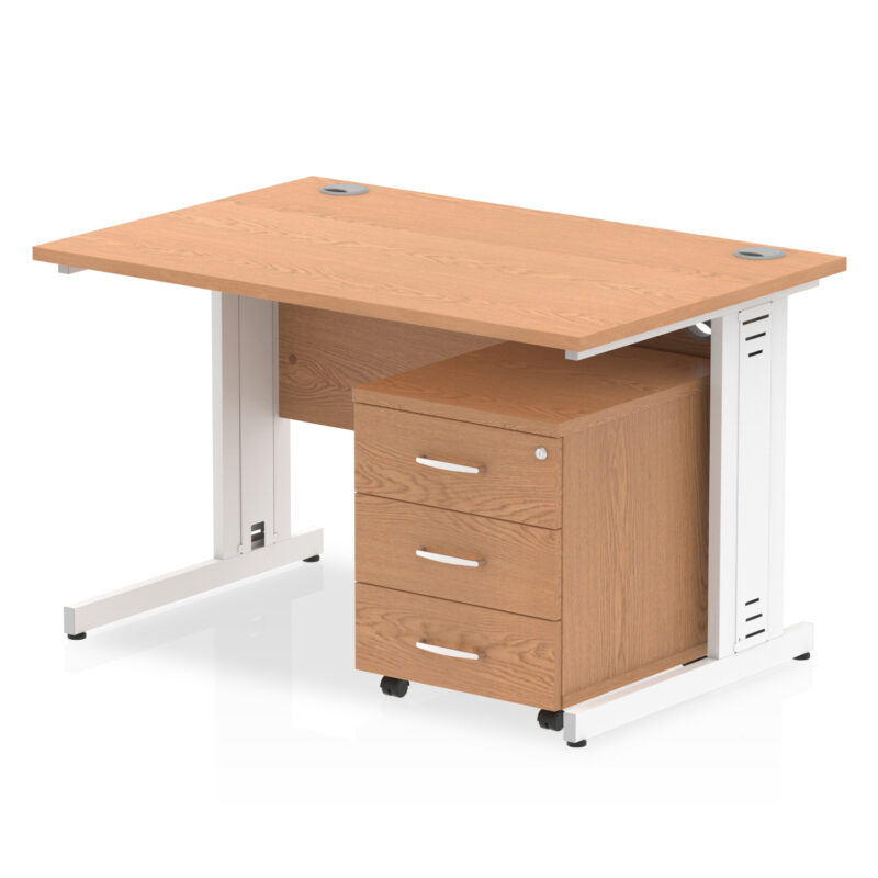 Impulse 1200mm Cable Managed Straight Desk With Mobile Pedestal - Image 16