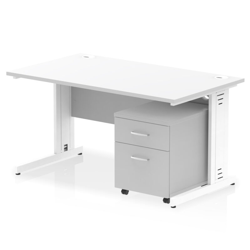 Impulse 1400mm Cable Managed Straight Desk With Mobile Pedestal - Image 23