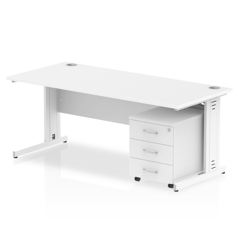 Impulse 1800mm Cable Managed Straight Desk With Mobile Pedestal - Image 24