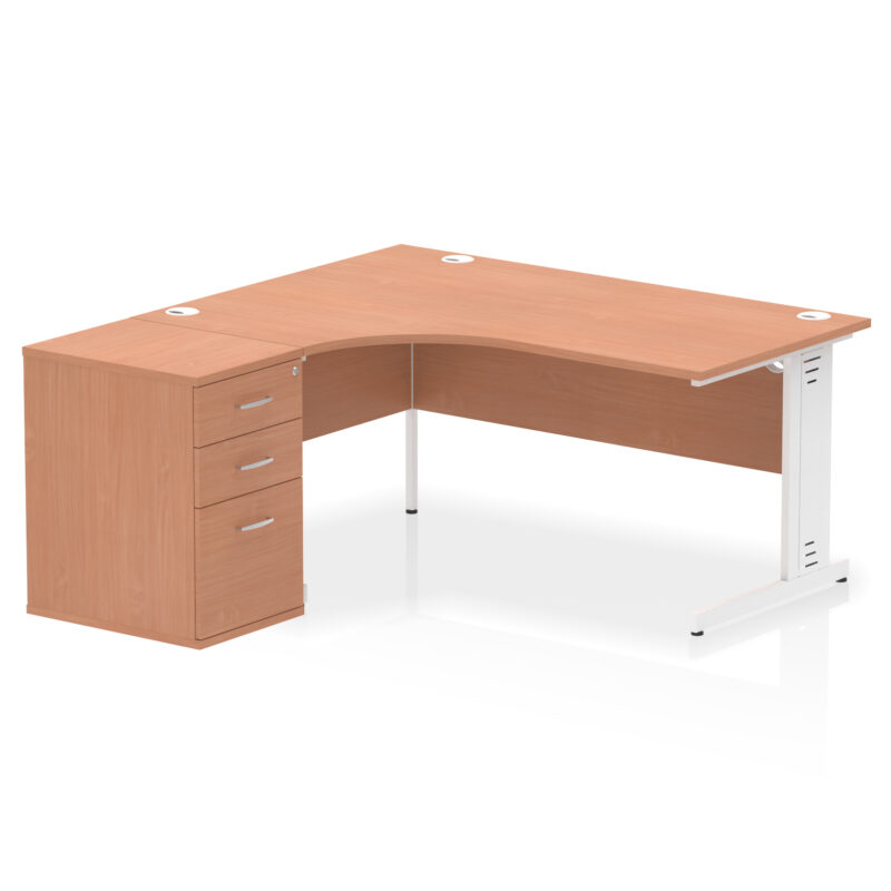 Impulse 1600mm Cable Managed Left Crescent Desk Workstation - Image 3