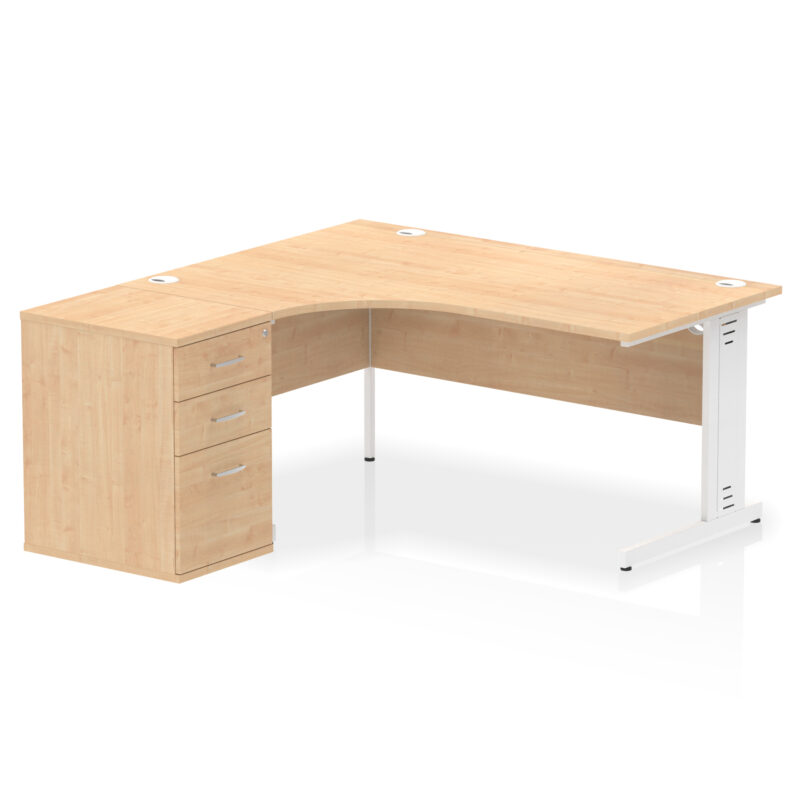 Impulse 1600mm Cable Managed Left Crescent Desk Workstation - Image 15