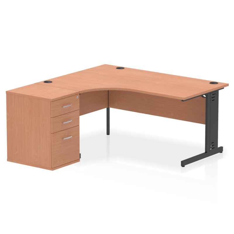 Impulse 1600mm Cable Managed Left Crescent Desk Workstation - Image 2