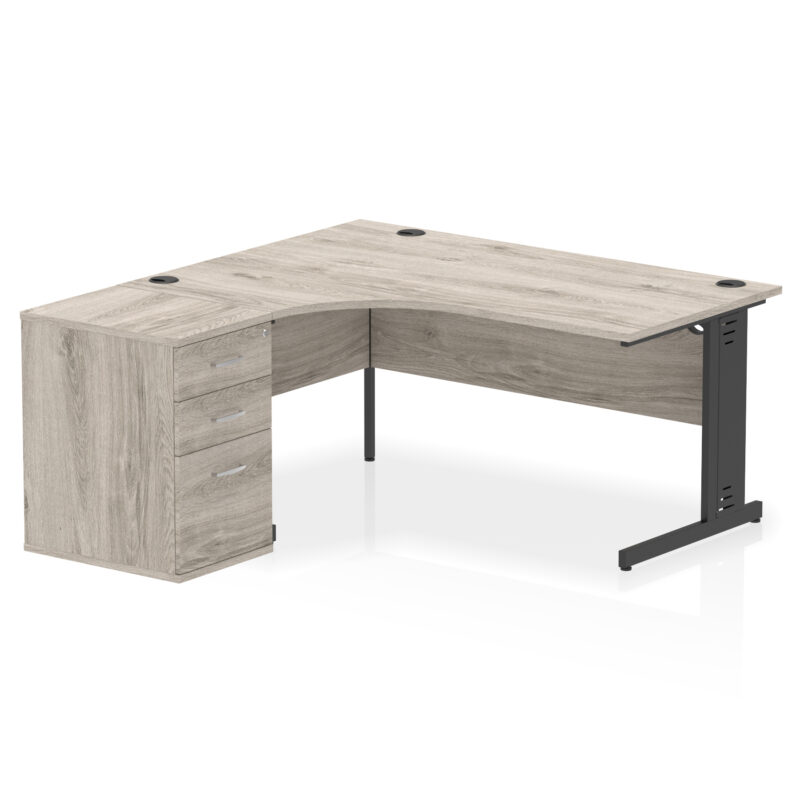 Impulse 1600mm Cable Managed Left Crescent Desk Workstation - Image 8