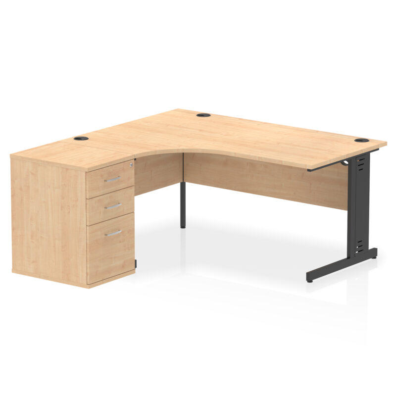 Impulse 1600mm Cable Managed Left Crescent Desk Workstation - Image 14