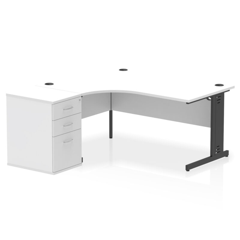 Impulse 1600mm Cable Managed Left Crescent Desk Workstation - Image 32