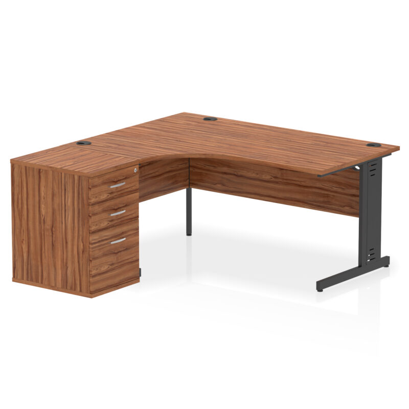 Impulse 1600mm Cable Managed Left Crescent Desk Workstation - Image 26