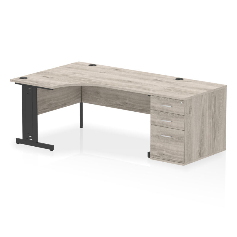 Impulse 1600mm Cable Managed Left Crescent Desk Workstation - Image 11