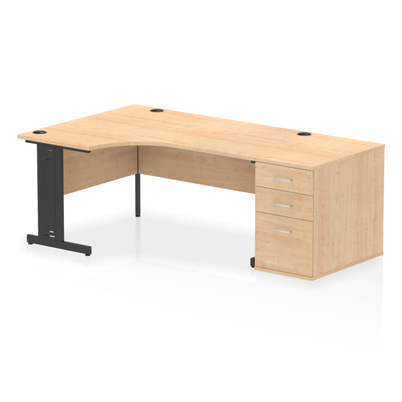 Impulse 1600mm Cable Managed Left Crescent Desk Workstation - Image 17