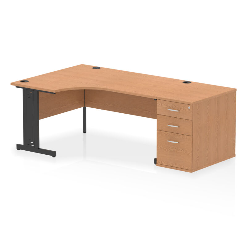 Impulse 1600mm Cable Managed Left Crescent Desk Workstation - Image 23