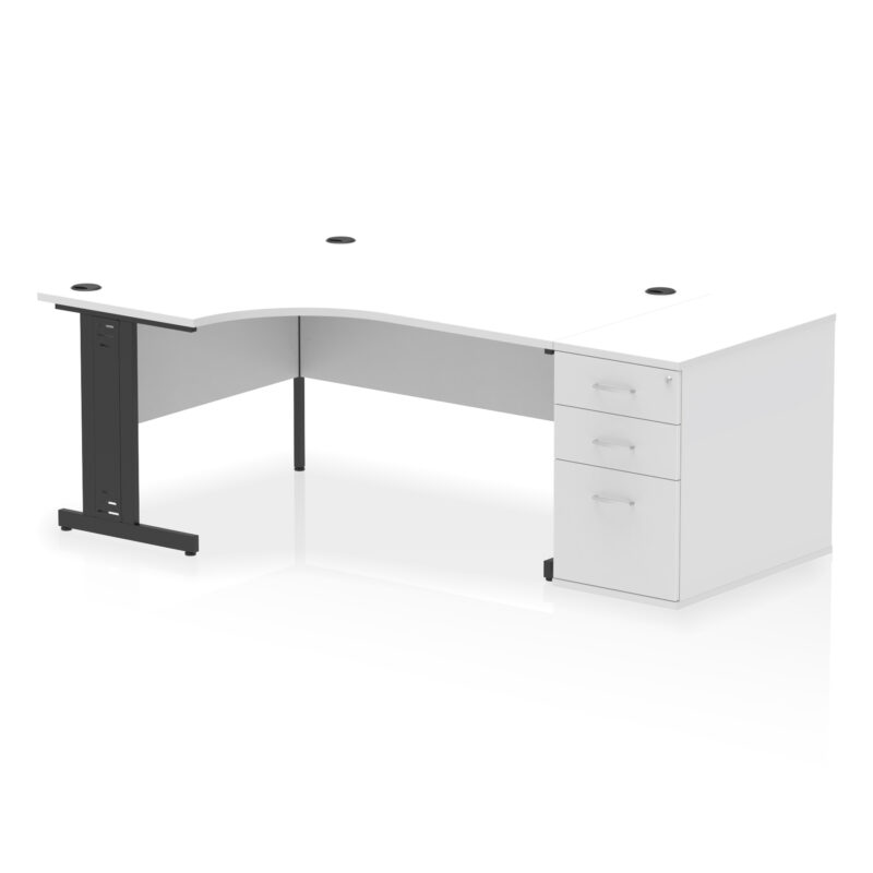 Impulse 1600mm Cable Managed Left Crescent Desk Workstation - Image 35