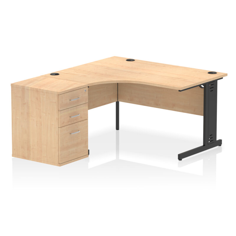 Impulse 1400mm Cable Managed Left Crescent Desk Workstation - Image 5
