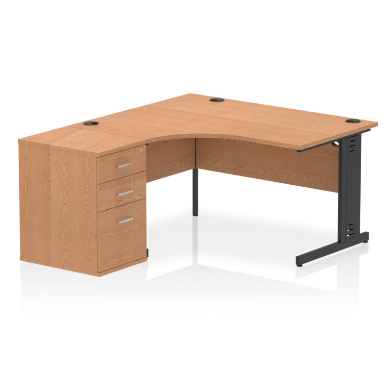 Impulse 1400mm Cable Managed Left Crescent Desk Workstation - Image 7