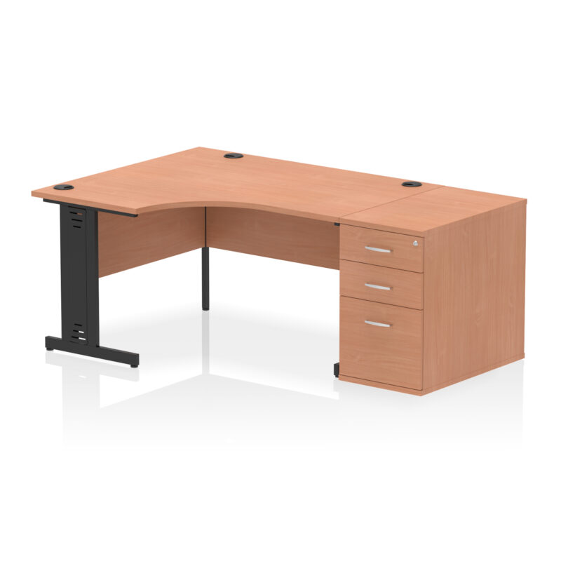Impulse 1400mm Cable Managed Left Crescent Desk Workstation - Image 2