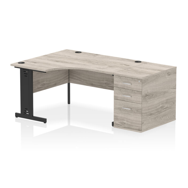 Impulse 1400mm Cable Managed Left Crescent Desk Workstation - Image 4