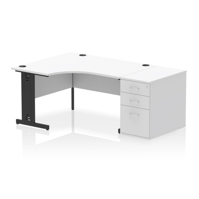 Impulse 1400mm Cable Managed Left Crescent Desk Workstation - Image 12