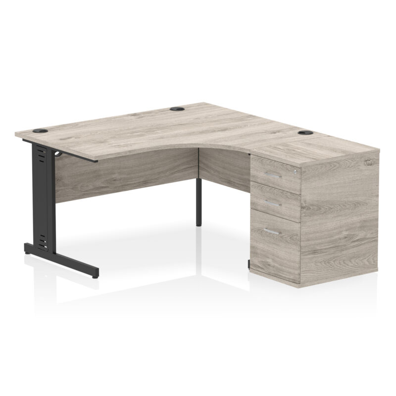 Impulse 1400mm Cable Managed Right Crescent Desk Workstation - Image 3