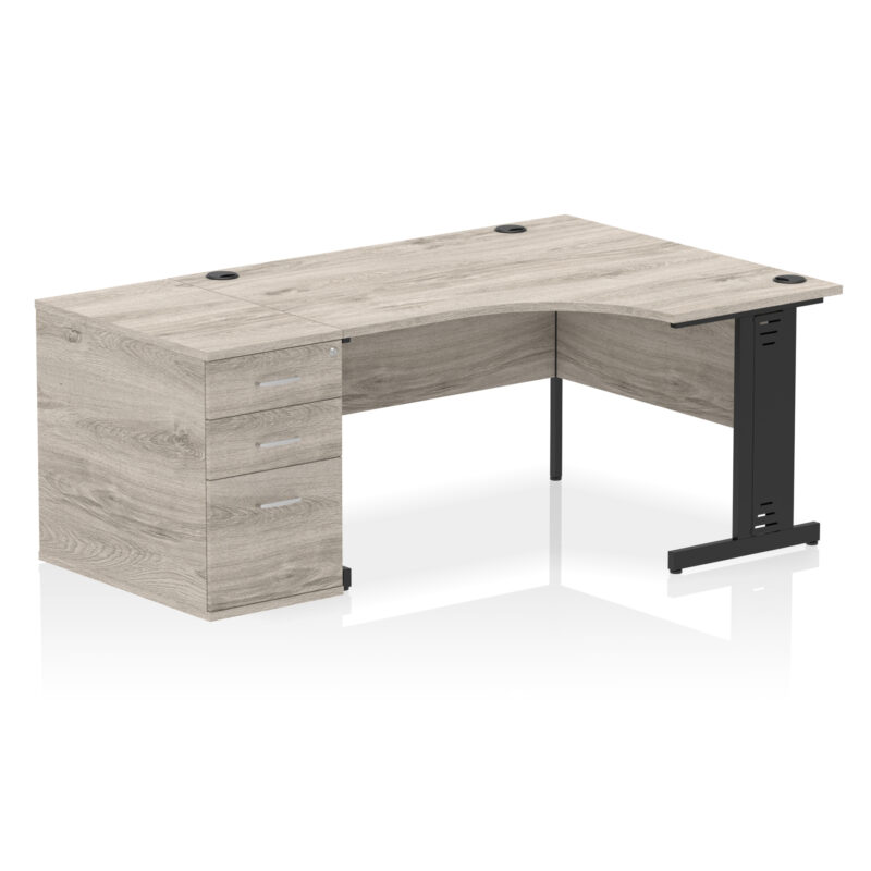 Impulse 1400mm Cable Managed Right Crescent Desk Workstation - Image 4