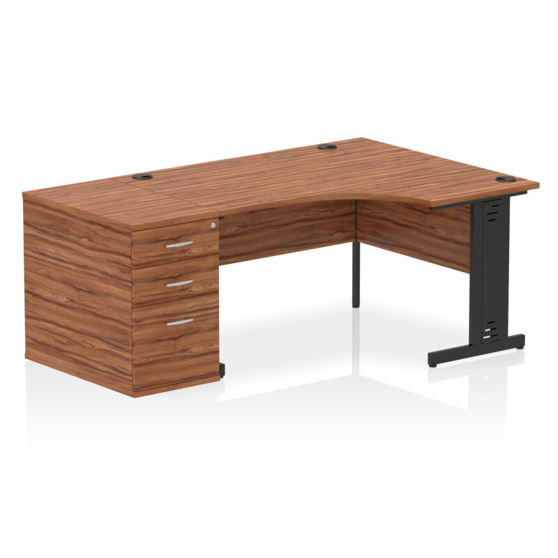 Impulse 1400mm Cable Managed Right Crescent Desk Workstation - Image 10