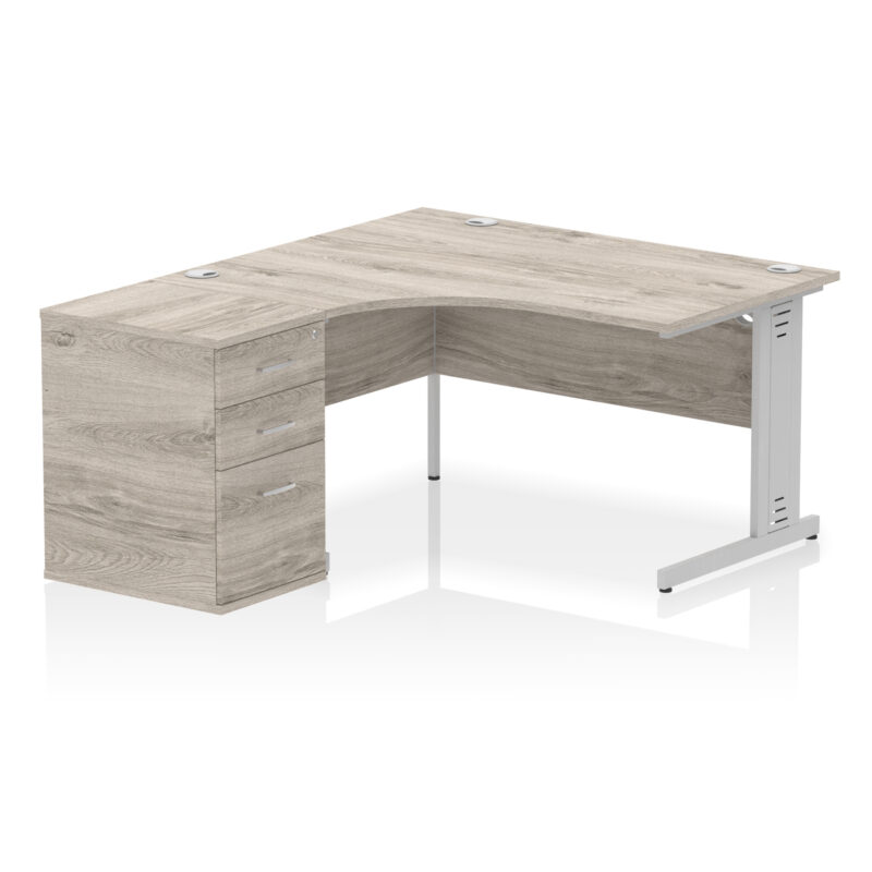 Impulse 1400mm Cable Managed Left Crescent Desk Workstation - Image 20