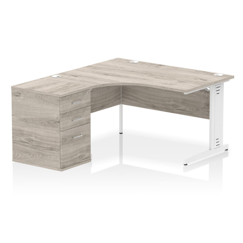 Impulse 1400mm Cable Managed Left Crescent Desk Workstation - Image 22