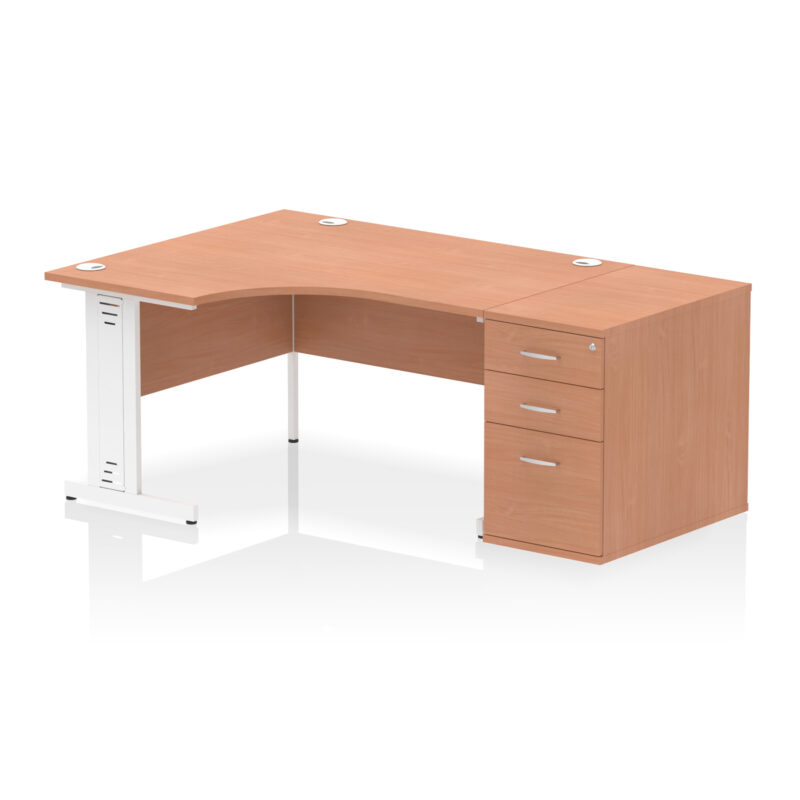 Impulse 1400mm Cable Managed Left Crescent Desk Workstation - Image 14