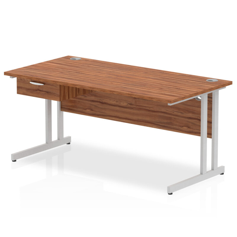 Impulse Cantilever Straight Desk Silver Frame With Single One Drawer Fixed Pedestal - Image 21